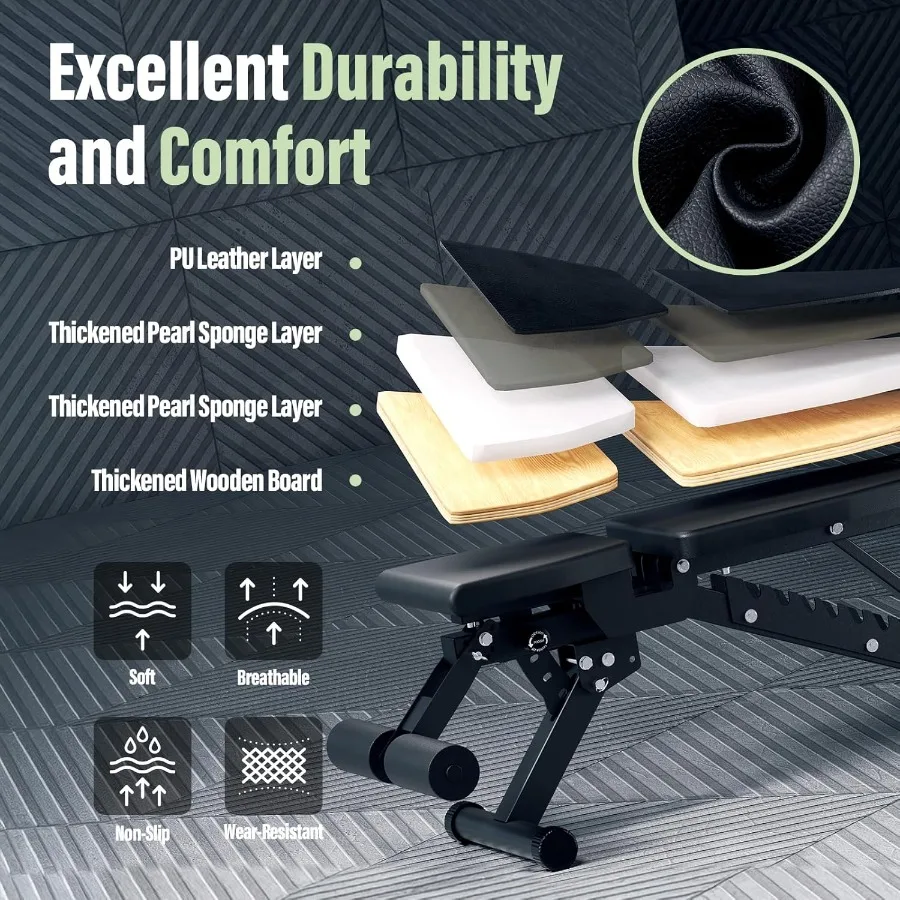 مقعد وزن قابل للتعديل لتدريب القوة، مثالي لضغط مقاعد البدلاء وتدريبات كاملة الجسم في عروض إعداد صالة الألعاب الرياضية في المرآب المنزلي