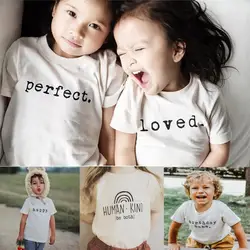 Kids T-shirt For Girls Toddler Infant Boys Summer Clothes Short Sleeve Cotton Tops Tees Fashion Letter Printed White T Shirts