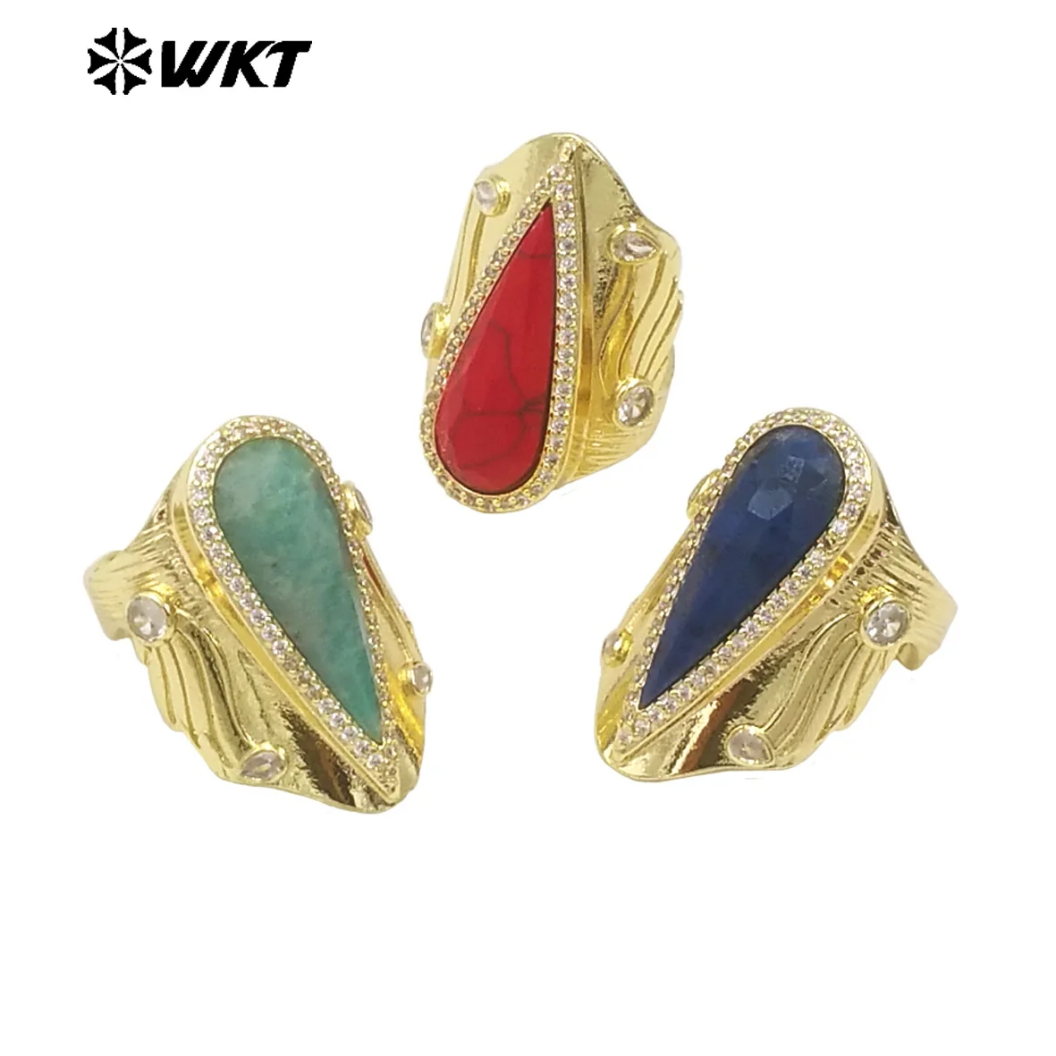 

WT-R523 WKT 2024 Luxury Style Gemstone Ring Adjustable Women Dance Party Accessory Gift US 8 NEW Sale