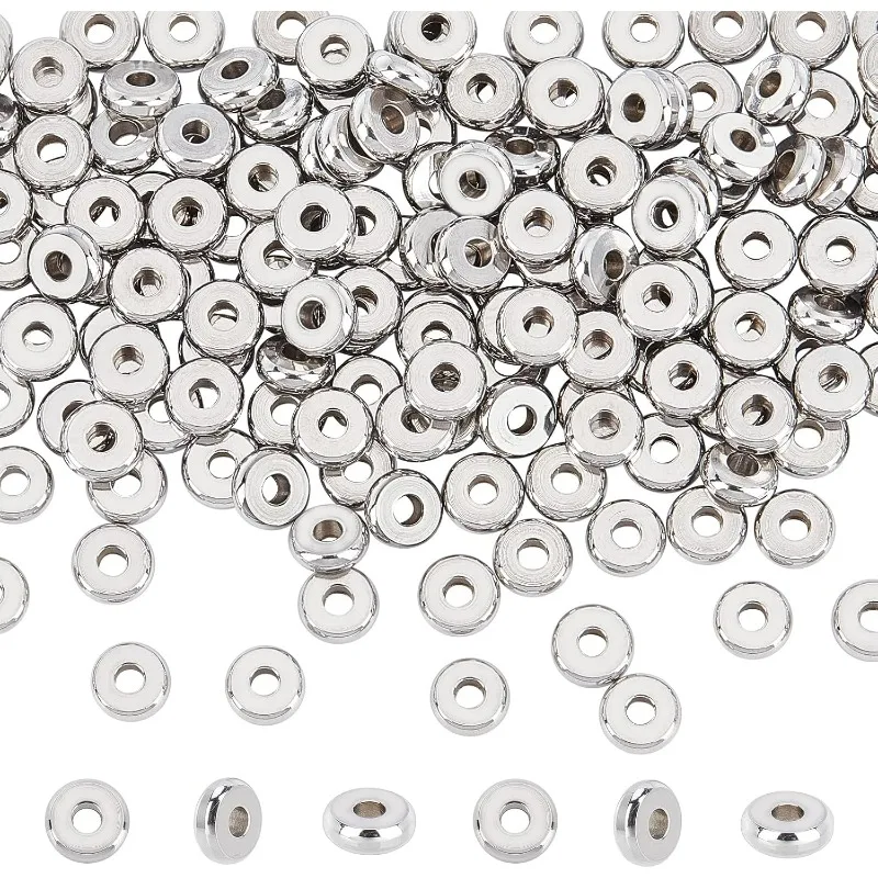 

about 200Pcs Disc/Flat Round Spacer Beads 304 Stainless Steel Loose Beads 2mm Small Hole Hypoallergenic Beads for DIY