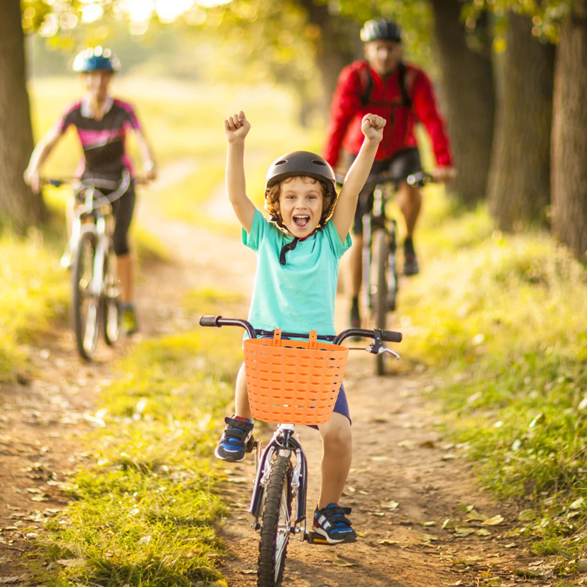 

1pc Bicycle Bike Basket For Kids Detachable Plastic Front Handlebar Storage Water Resistant Lightweight Orange Ride Use