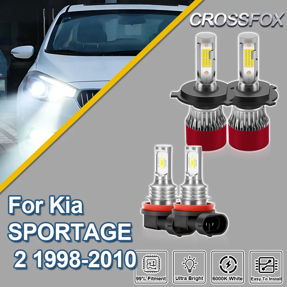 

CROSSFOX для Kia SPORTAGE 2 1998-2010 Turbo Canbus дальнего ближнего света автомобильные светодиодные фары ультра яркие автомобильные противотуманные фары ампулы