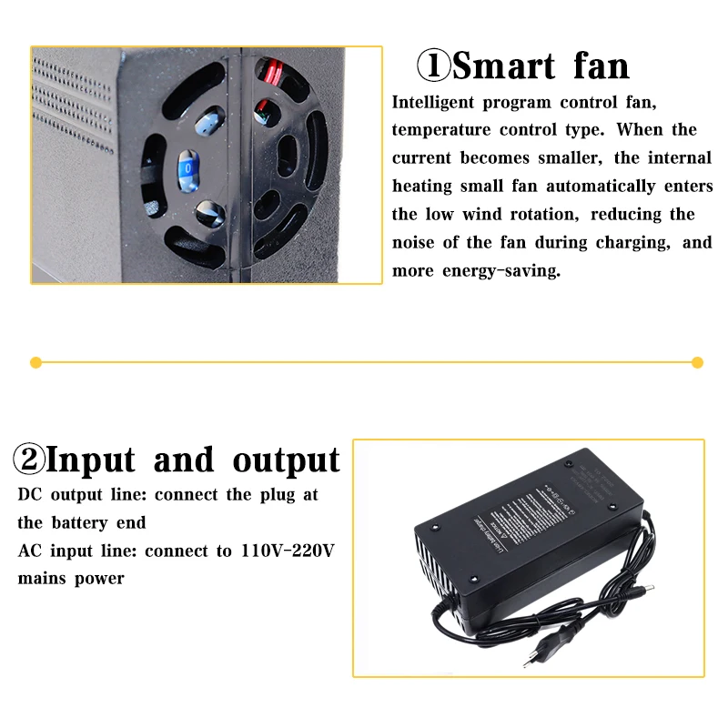 54.6V 2A/3A/5A charger 13S 48V lithium-ion battery pack charger fast intelligent charger DC: 5.5 * 2.1mm