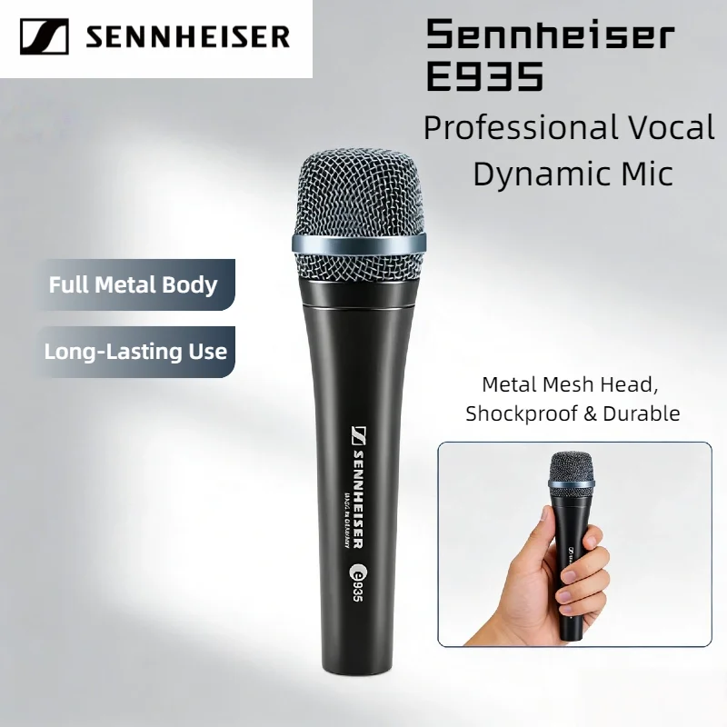

Оригинальный динамический вокальный микрофон Sennheiser E935, кардиоидный, ручной, для живых выступлений, караоке, студийной записи, чистый звук