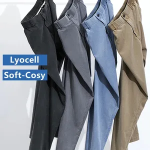 Ultra -dünne Männer lose Jeans, atmungsaktive gerade Hosen, elastische Taille, breite lässige Hosen grau blau, weicher Lyozell, neu, Sommer 12 Hauptverkaufskleider Jeans Licel - №4