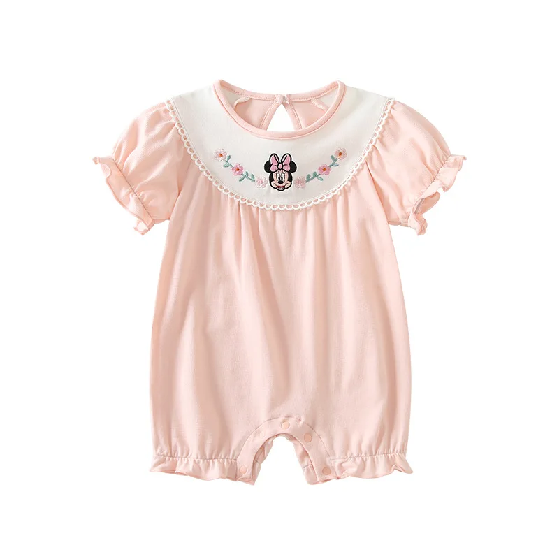 

MINISO Minnie Summer New Baby Girl Onesie Infant Clothes Soft Romper Newborn Jumpsuits Cotton Sweet Outfit 0-1 Years Bodysuits
