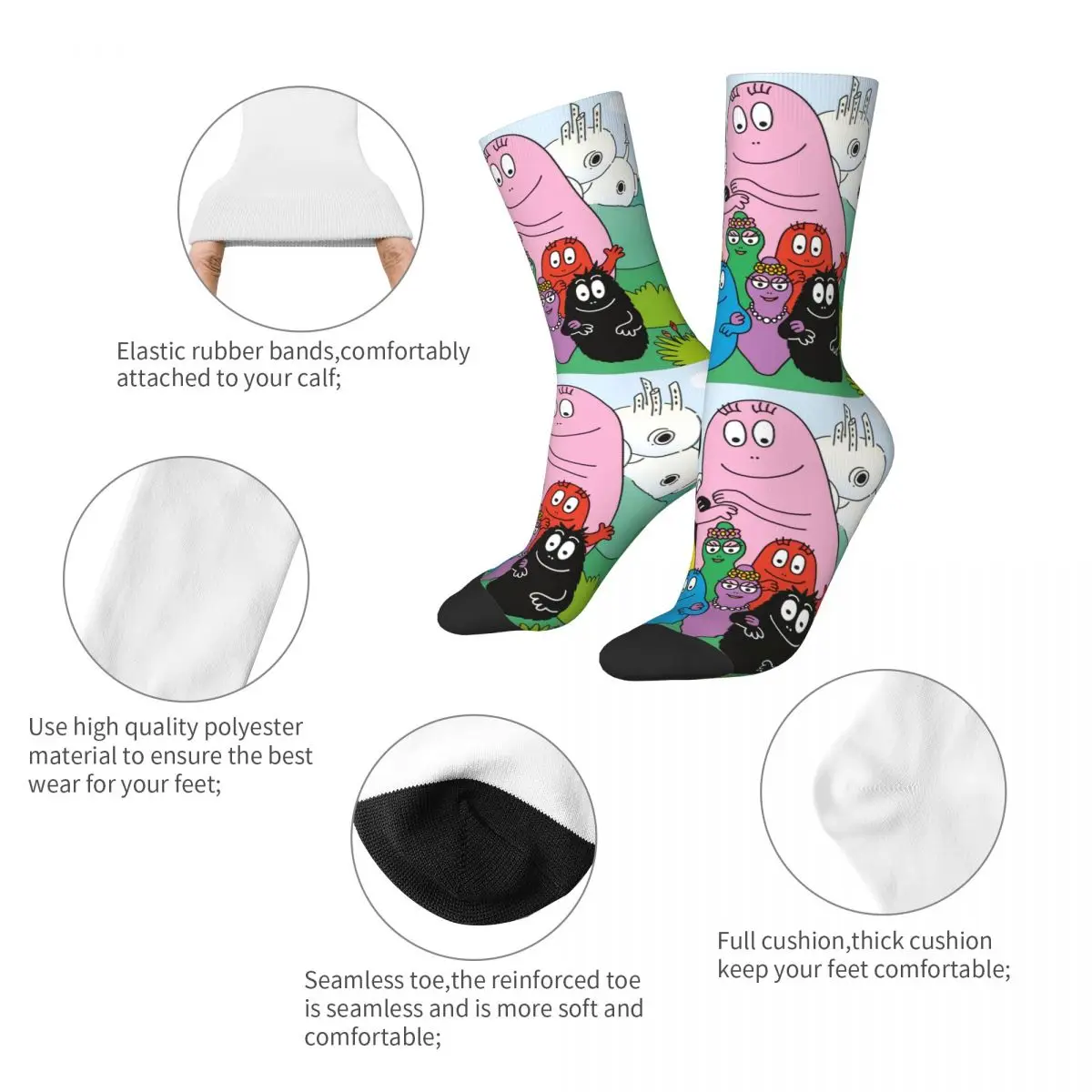 Happy Funny Men's Socks Casual Les Barbapapa Family Sock Polyester Cute Cartoon Sport Women Socks Spring Summer Autumn Winter