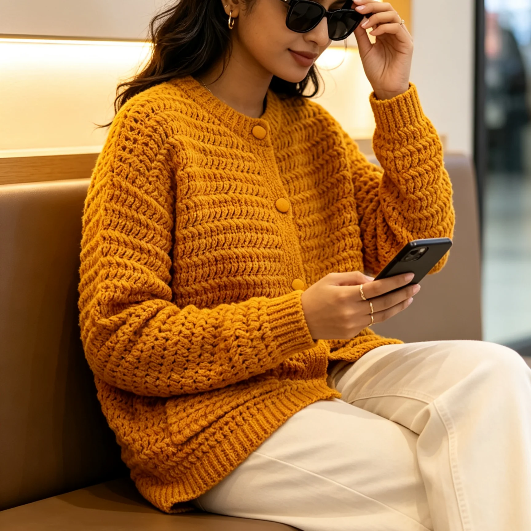 Women's Cardigan Sweater 2026 Autumn New Fashion Minimalist Long Sleeve Single-Breasted with Pocket Detail Knit Sweater Elegant