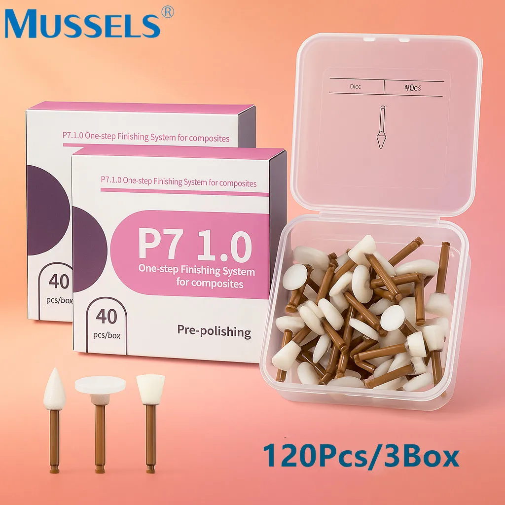 

120PCS Dental Composite Resin Polisher One-step Finishing System P7 1.0 Teeth Polishing Discs Cups Points Low-speed RA Finisher