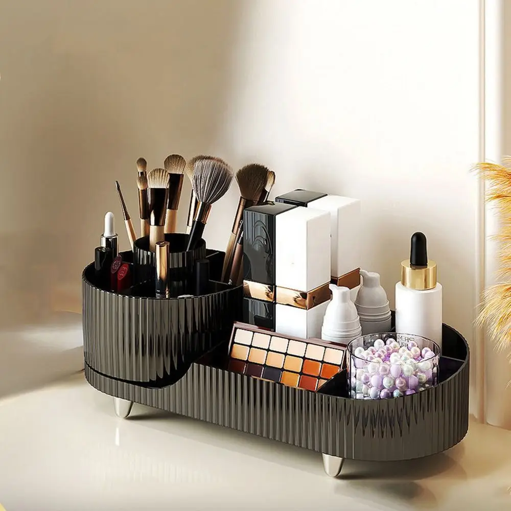 Plastic 360°Rotating Cosmetics Storage Box Large Capacity Anti-slip Cosmetic Display Case Space Saving Makeup Organizer for Home