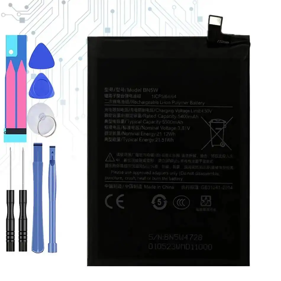 

Reliable Power Mobile Phone Battery For Xiaomi Redmi Note 14 Pro 5G 5500Mah High-Efficiency BN5W