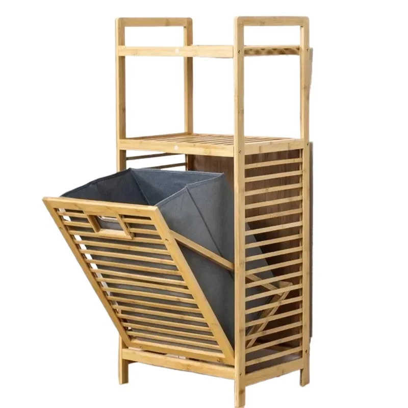 Side Rack Large Dirty Clothes Storage Basket Bamboo Dirty Clothes Storage Basket Fabric Toilet Rack Storage Basket