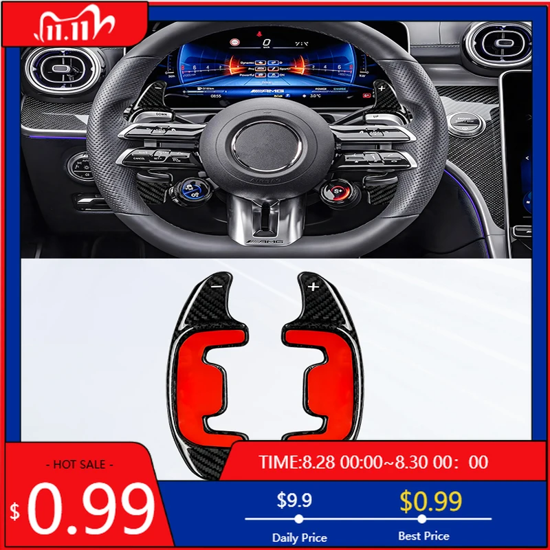 

Interior Stickers Carbon Fiber for Mercedes-Benz 22-25 New Style AMG Car Steering Wheel Paddle Shifter Lever Blade Car Accessori