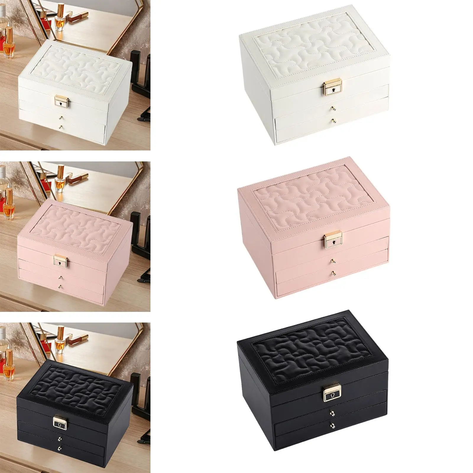 

Large Jewelry Box 2Tier Jewelry Display Case for Earrings Bracelets Brooches