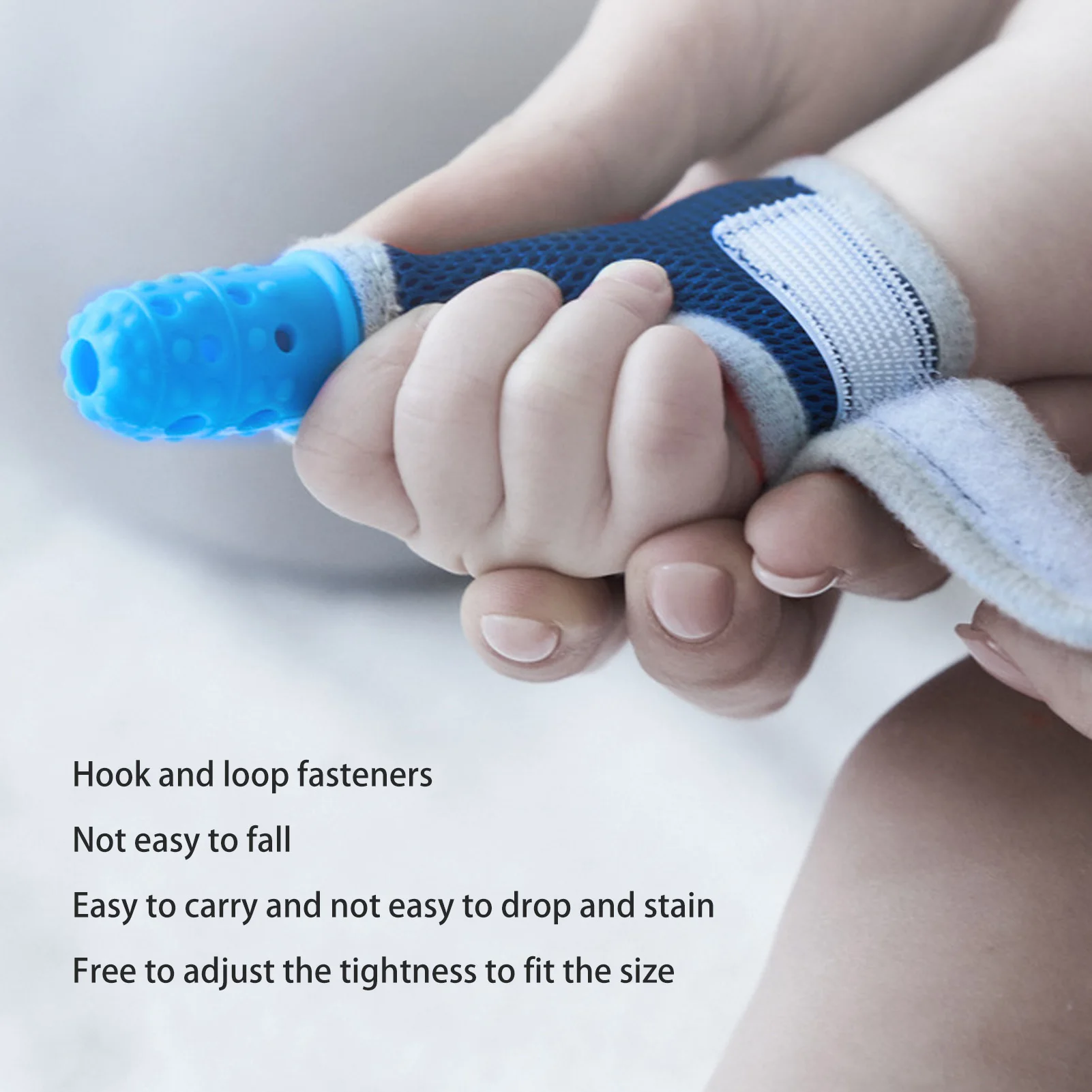 Finger Sucking Stop Guard Baby Finger Guard Silicone Teether Breathable Wrist Band Finger Sucking Stop Guard for Toddler