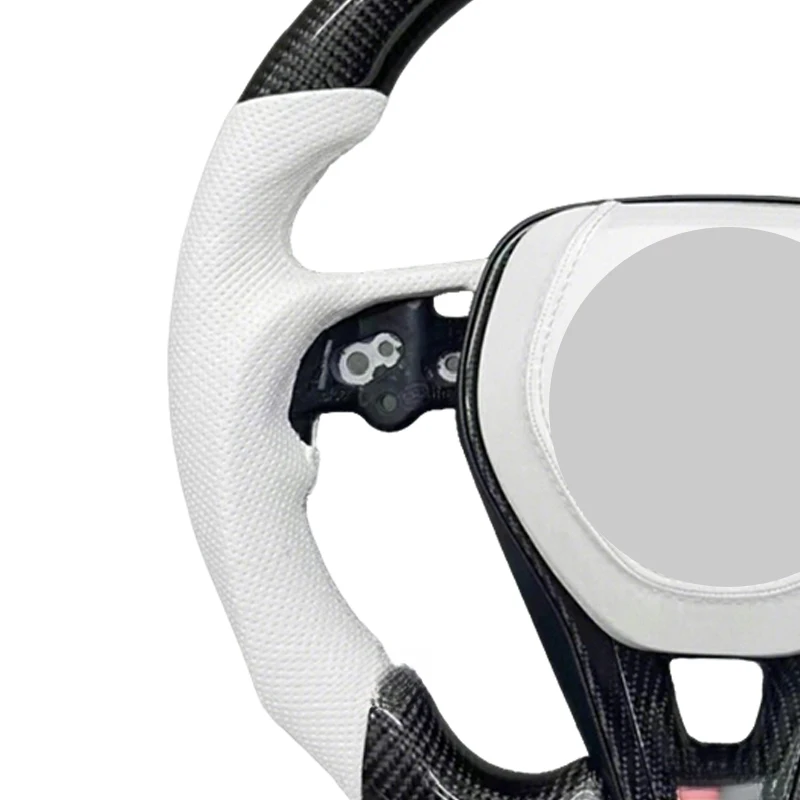 

High Quality Custom Black Perforated Leather Carbon Fiber Universal Car Steering Wheel
