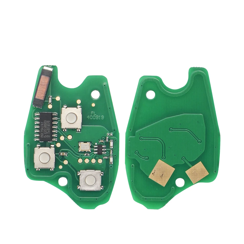 KEYYOU-mando a distancia de 2 botones para Renault, Duster Modus Clio 3, Twingo DACIA Logan Sandero Kangoo, 433MHz, Chip PCF7947/7946/4A