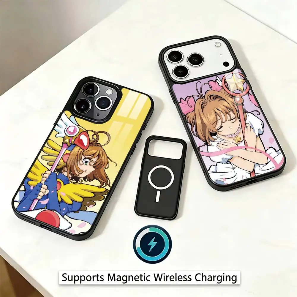 Anime C-Cardcaptor Sakura Phone Case For iPhone17,16,15,14,13,12,11 Plus,Pro Magnetic Supports Magnetic Wireless Charging