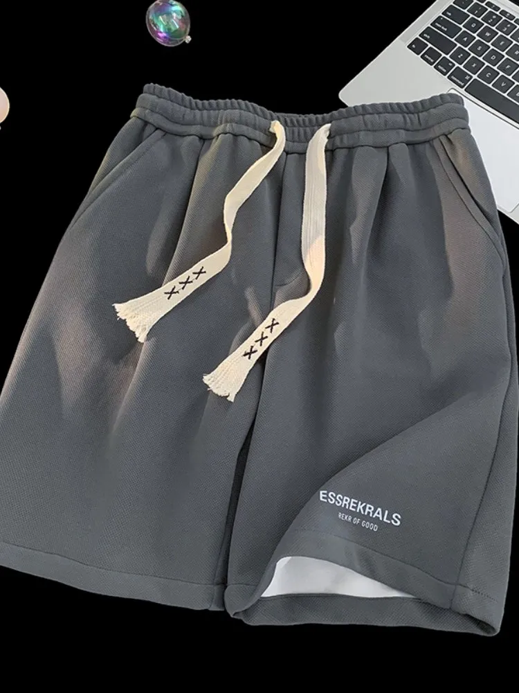 

Men's 2024 Summer Trendy Brand Heavyweight Sport Mid-Length Casual Loose Fit Five-Inch Straight Leg Streetwear orts
