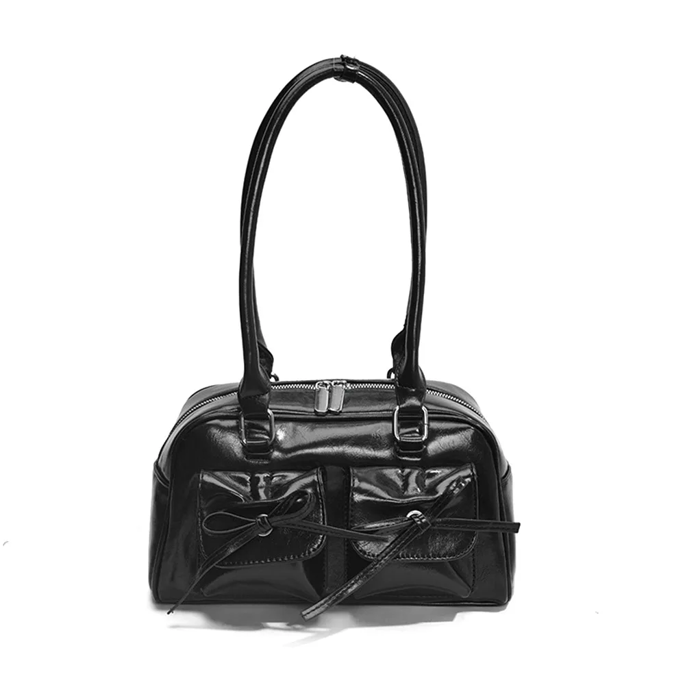 

Niche Retro Women's Tote Handbags Trendy Ballet Style Ita Bag Bow Purse Under The Arm Clutch Bag for Women