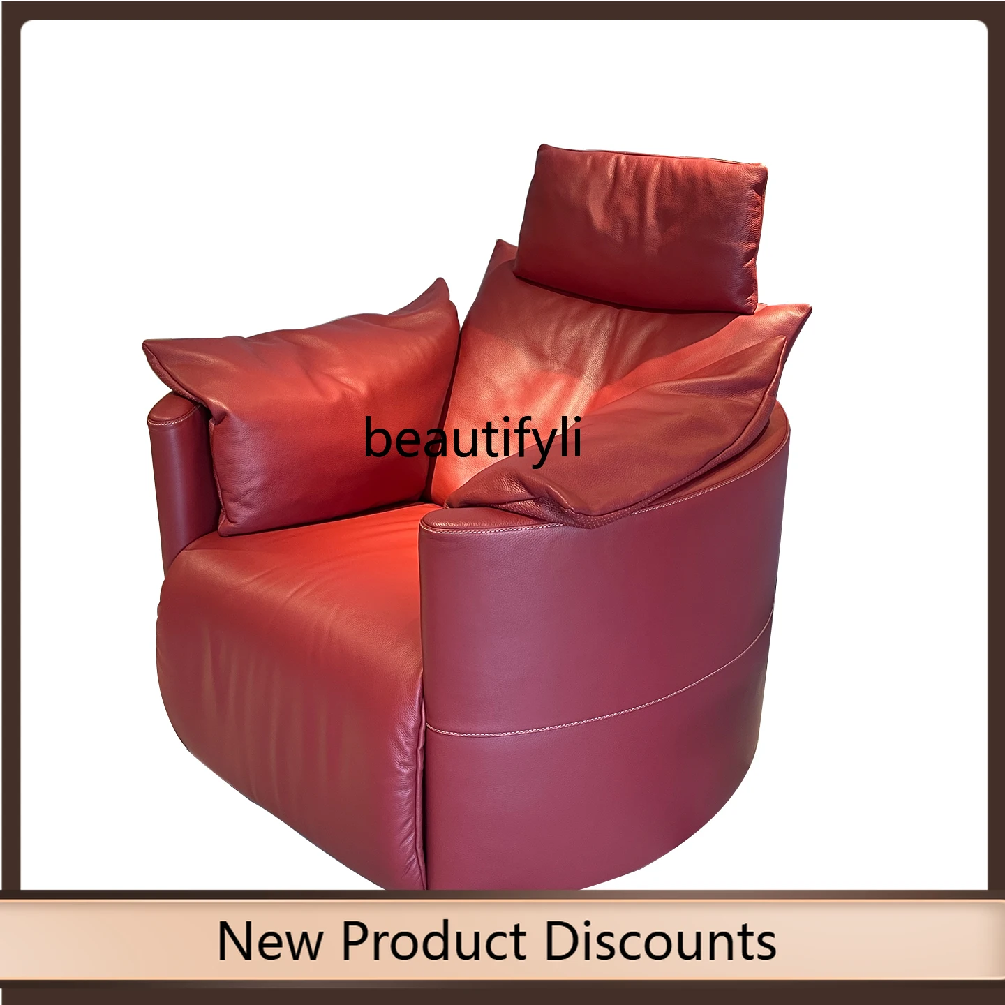 

Italian Minimalist Full Genuine Leather Functional Sofa Chair Rotating Living Room Modern Simple Leisure Chair
