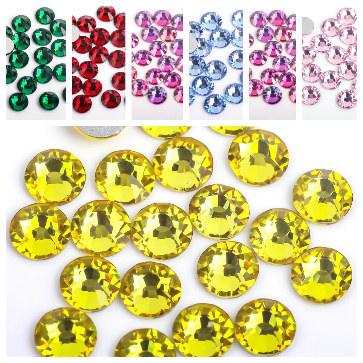 SS4 (1.5-1.7mm) Multi Colors Crystal AB 3D Flat Back Glass Non Hotfix Nail Art Rhinestones Decoration