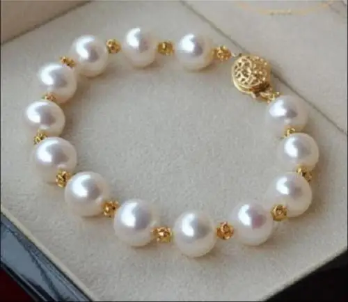 

New AAA 10-11mm South Sea Genuine White Pearl BRACELET 7.5-8" 14K Goldfine jewelryJewelry Making