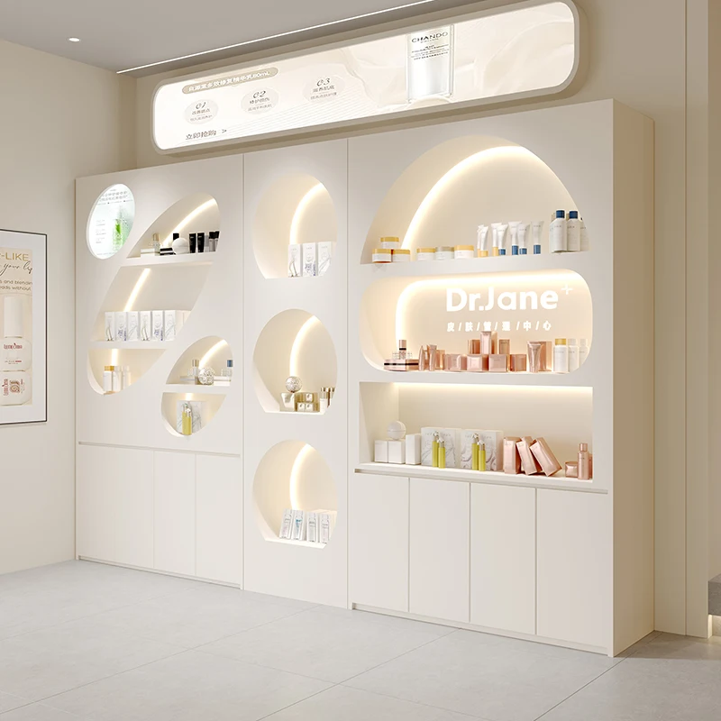 #  Nordic Creative Cosmetic Display Cabinet High-end Customized Beauty Salon Shelf Skin-care Storage Cabinet Salon Furniture