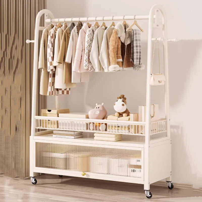 

Place Saving Adjustable Clothes Rack Wheels Girls Bedroom Storage Closet Clothes Rack Modern Women Cabideiro Home Furniture