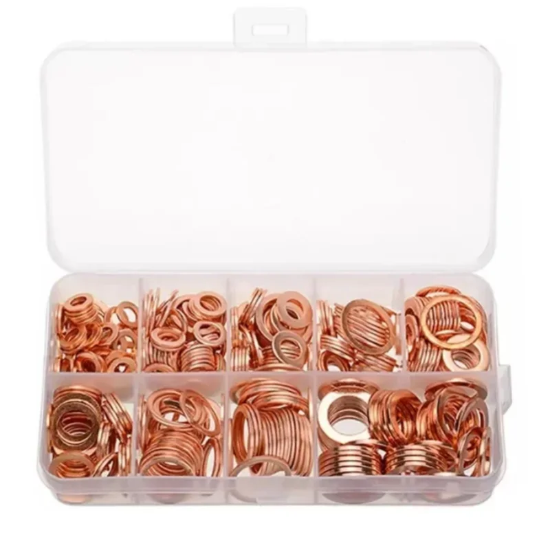 

400 шт. комплект медных шайб, уплотнительные кольца, прокладки M5-M14, плоские уплотнительные кольца для инжекторов/сливных пробок