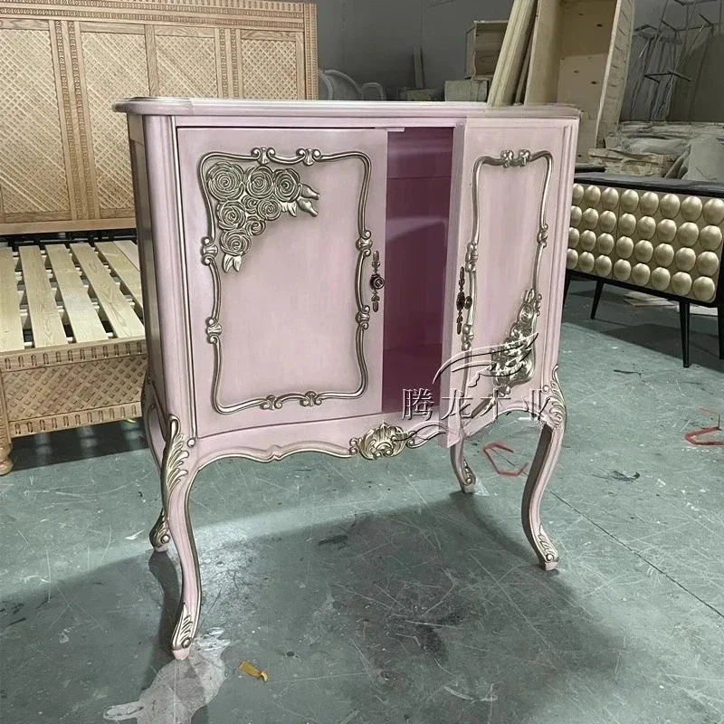 French neoclassical solid wood porch cabinet carved dining side cabinet retro old foyer porch locker