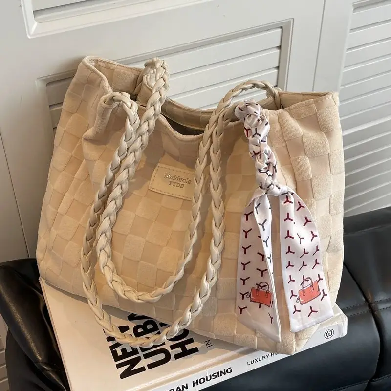 

Женская большая холщовая сумка-тоут, премиальная сумка через плечо с верхними ручками, универсальная повседневная сумка для колледжа, школы, работы и поездок