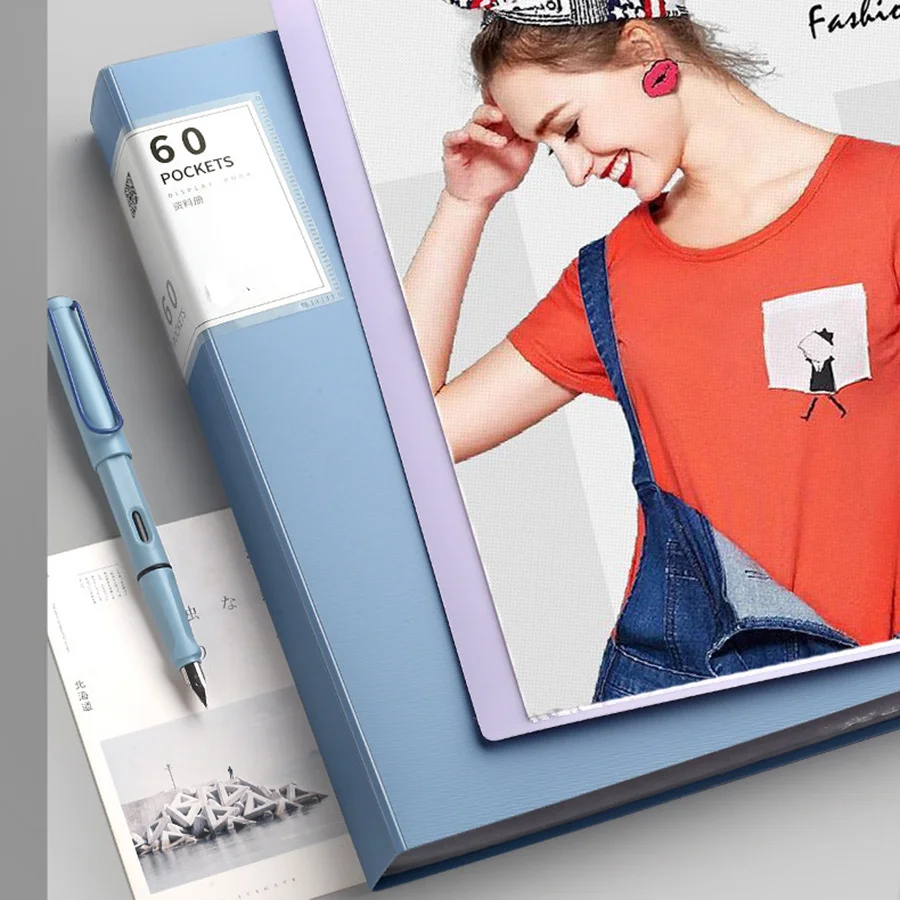 Durable 60-Pocket A4 Folder File Bag, High Transparency & Waterproof, Ideal for Exam Papers & A4 Size Documents,Perfect for Home