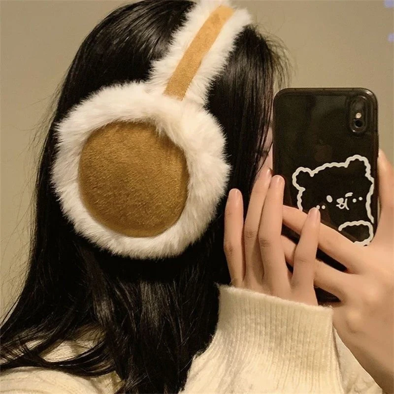 Moda macia earflap mulher ao ar livre esqui mais quente peludo earmuff inverno nova capa de orelha pele do falso proteção fria lã de pelúcia orelha muffs