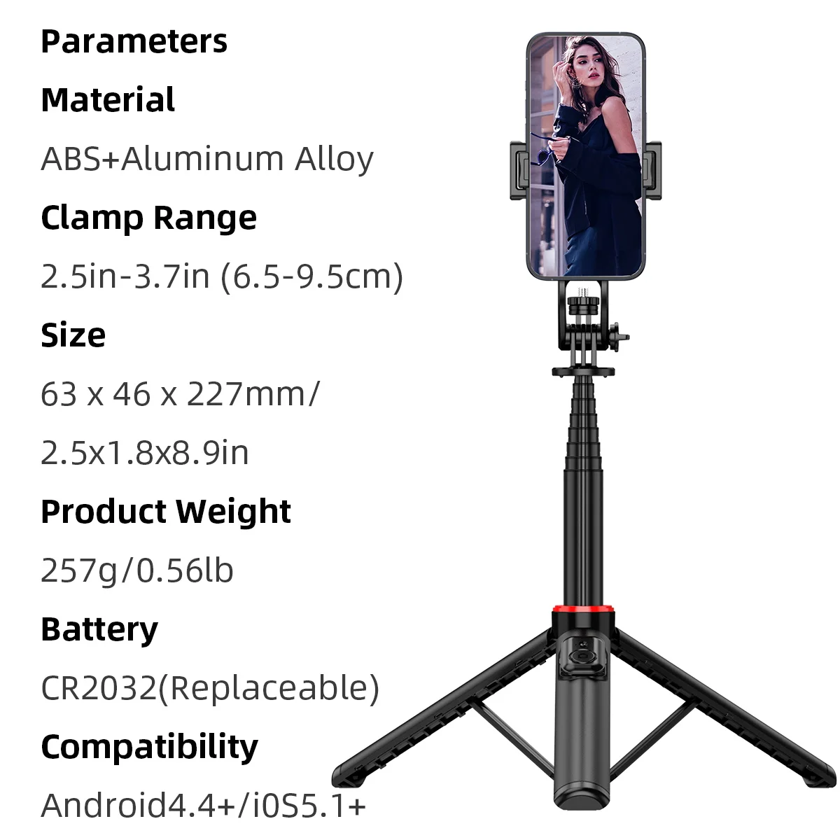 1.31M Wireless Selfie Stick Tripod with Remote Control Fill Light Detachable Phone Clip 1/4 Standard Screw for Camera Smartphone