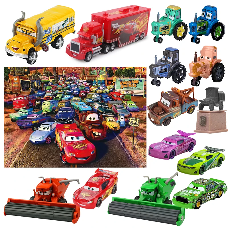 New Disney Pixar Cars 3 Cars 2  Toys Lightning Mcqueen Mack Uncle Div Fritte Collection 1:55 Diecast Model Car Toy Children Gift