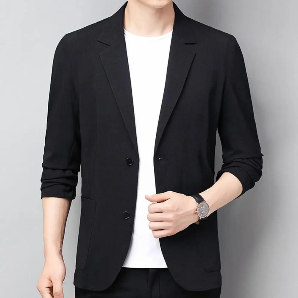 Summer Men Thin Blazer Coat Men\'s Suit Jacket Autumn Linen Solid Color Casual Suit Korean Slim Fit Formal Business Suit Jacket