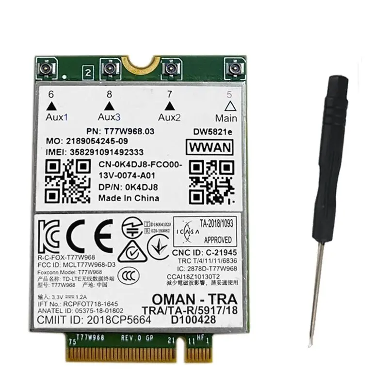 aed6-t77w968-dw5821e-4g-lte-モジュール-x20-lte-cat16-ギガビット-4g-ワイヤレスカードキット-dell-5420-5424-7424-7400-ラップトップ用