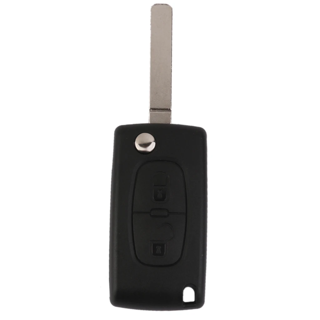 2 Button Pad Remote Key Shell Case With Blade Fits for Citroen C2/C3/