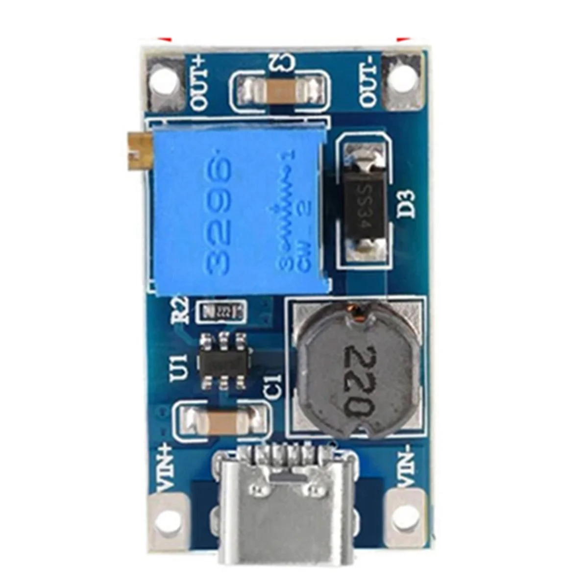 5 Stuks 2a DC-DC Mt3608 Step-Up Boost Module Met TYPE-C-USB, Stapsgewijze Boost Converter Voedingsspanningsregelaar