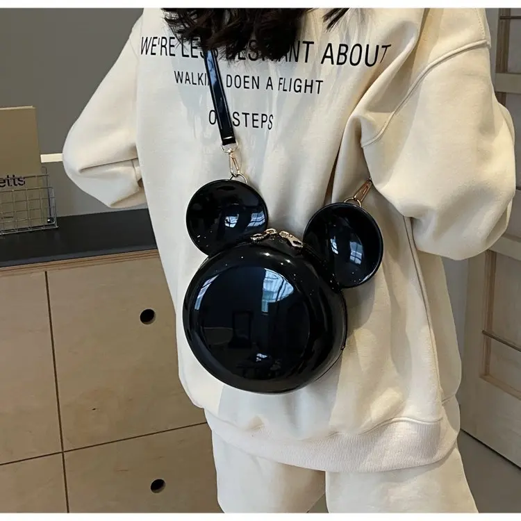 Disney Mickey Mouse Women handbag Minnie Crossbody Bag Shoulder Diagonal Bag Casual Fashion Girl PU Round Bag Birthday Gifts