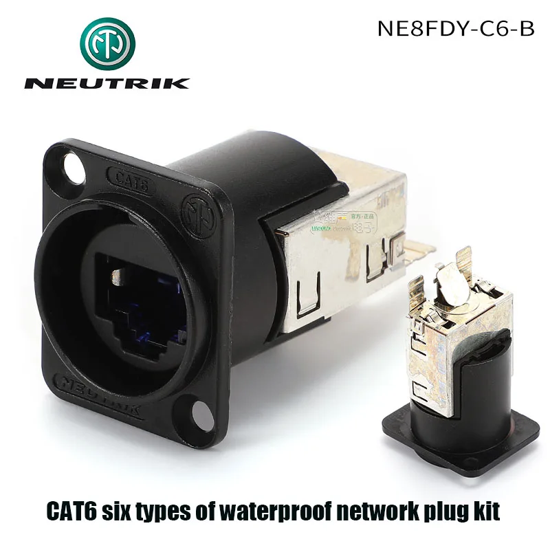 CAT6A لوحة قاعدة شبكة أنثى الهيكل موصل NEUTRIK etherCON نوع D NE8FDX-Y6-W مقاوم للماء IP65 PoE ++ acc. IEEE 802.3bt #6