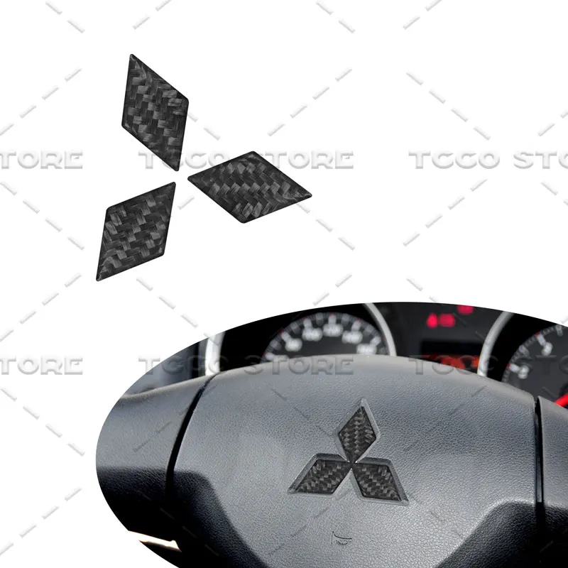 1Pcs Carbon Fiber Car Steering Wheel Center Emblem Sticker For  Mitsubishi Outlander RalliArt ASX Pajero Lancer Interior Decor