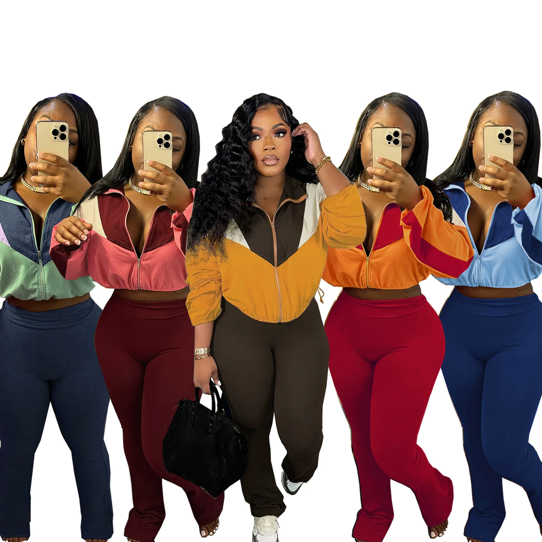 

Two Piece Sets Women Pant Set Jogger Tracksuit Open Stitch Coats Long Pants Elastic Waist Sports Suit Sportswear Matching Sets