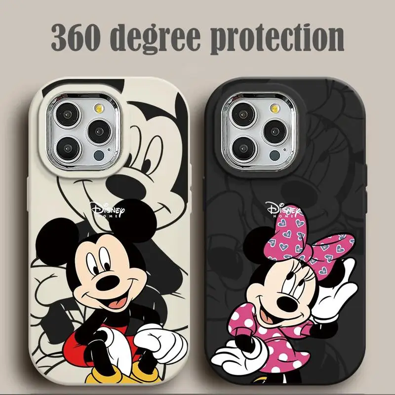 Disney Cute Mickey Minnie Phone Case for iPhone 15ProMax 14 Pro 12Pro 12 11 13 Pro 14 15Plus Silicone Soft Cover