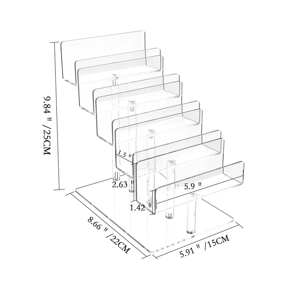 5 Tier Acrylic Display Stand 5-Tier Organizer Stylish Presentation Transparent Material User-friendly Assembly
