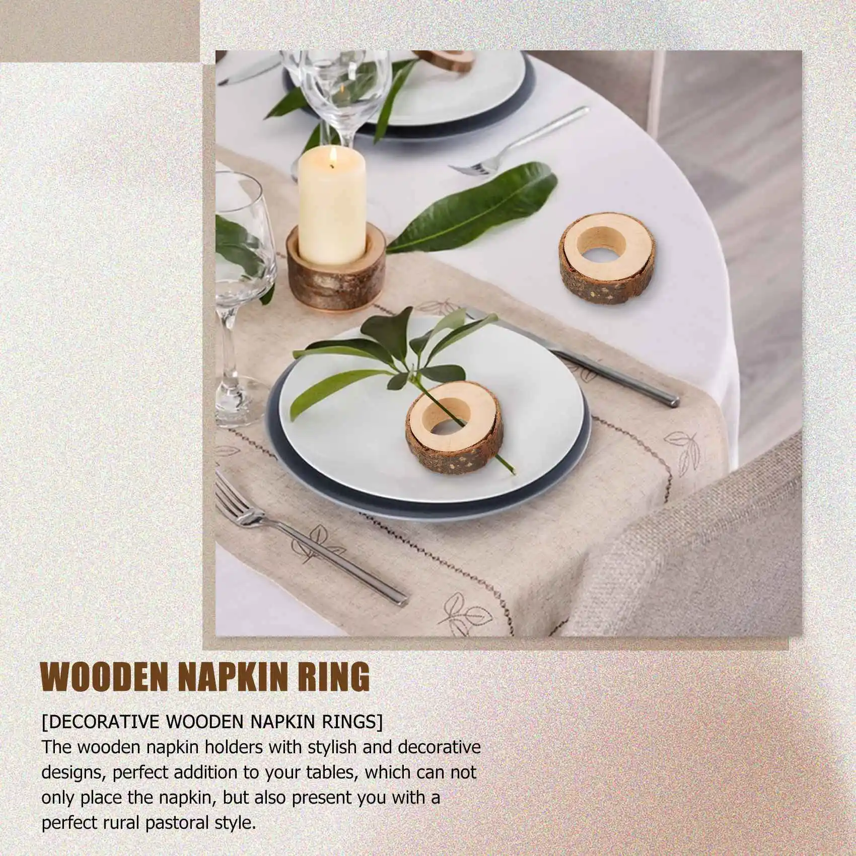 20 Pcs Wooden Napkin Ring Christmas Napkin Ring Holders Round Serviette Holder Decorative Napkin Rings 1.18In