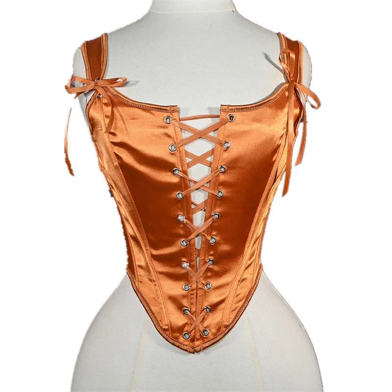 

Винтажный корсет-бюстье на шнуровке, укороченный топ, женские майки, сексуальные топы без рукавов на шнуровке, элегантные женские бюстье-бретельки