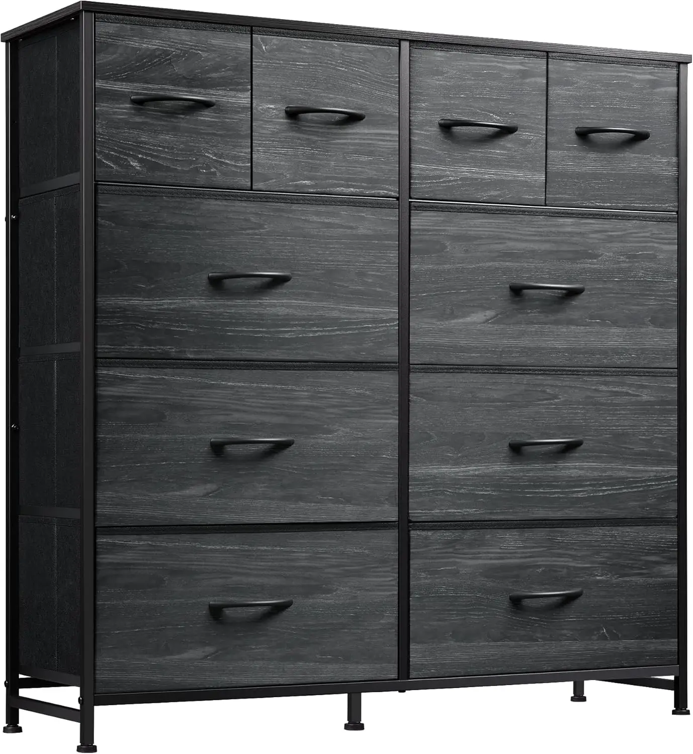 Dresser for Bedroom with 10 Fabric Drawers, Tall Chest Organizer Units for Clothing, Closet, Storage Tower with Cabinet