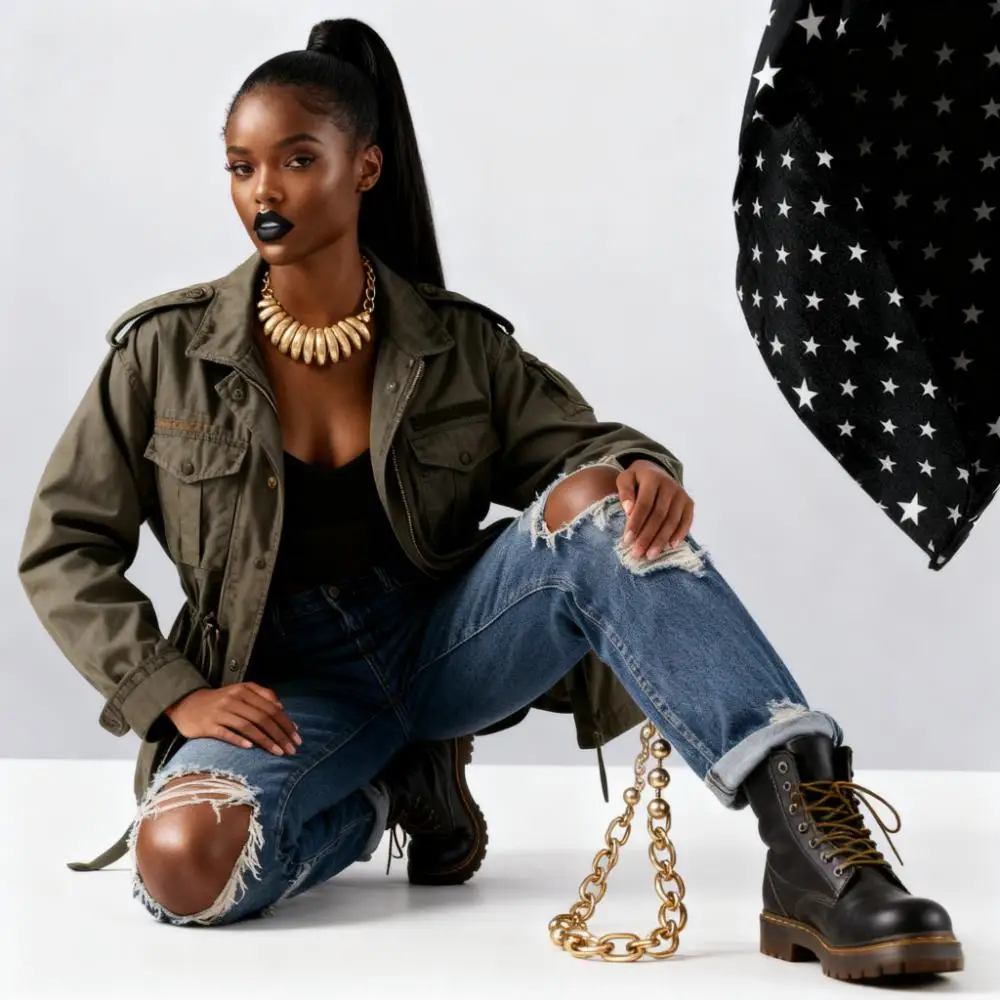 Gold Chunky Bib Necklace with Bold Oval Links Chain Detail Fashionable Statement Jewelry Gift for Women Valentine's Day Birt